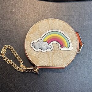 COACH Y2K ROUND RAINBOW COIN PURSE SPECIAL LIMITED EDITION With CHAIN WRISTLET